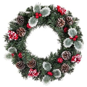 Adventskrans R�d Gr�n PVC Ananas 40 x 40 x 7 cm