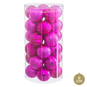 Julekugler Fuchsia Plastik � 6 cm (30 enheder)