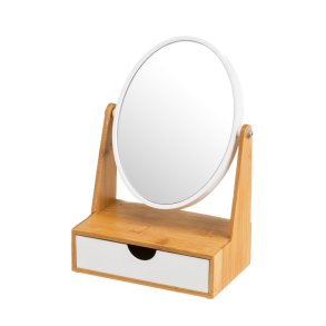 Makeup-Spejl Hvid Natur Bambus Krystal polystyren 17 x 10 x 25 cm