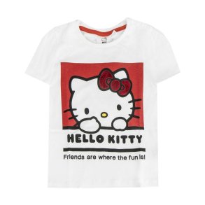 Brne Kortrmet T-shirt Hello Kitty Hvid