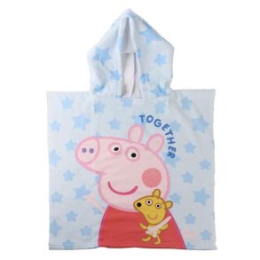 Poncho-h�ndkl�de med H�tte Peppa Pig Lysebl� 55 x 77 cm