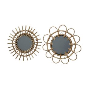 Vgspejl Sol  36 cm Brun Bambus