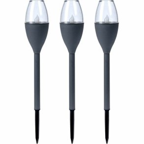 S�t med solcellelamper til haven Progarden M�rkegr� 21 x 8 x 31 cm Plastik