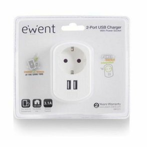 Vgstik med 2 USB-porte Ewent EW1211 3,1 A
