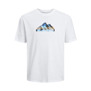 Kort�rmet T-shirt til M�nd Jack & Jones JCOMOUNTAIN LOGO TEE SS CREW NECK 12262220 Hvid