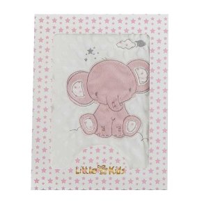 T�ppe til Baby Elefant Pink Broderi Dobbeltsidet 100 x 75 cm