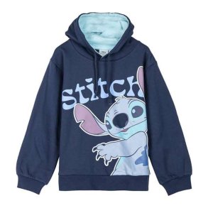 Sweatshirt med h�tte til piger Stitch M�rkebl�