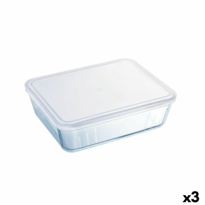 Rektangulr madkasse med Lg Pyrex Cook&freeze 28 x 23 x 10 cm 4,2 L Gennemsigtig Glas Silikone (3 enheder)