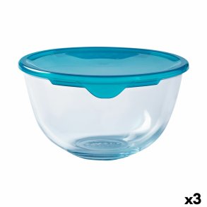 Rund madkasse med lg Pyrex Cook & Store 16 x 16 x 10 cm Bl 1 L Silikone Glas (3 enheder)