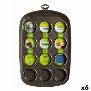 Muffinform Pyrex Asimetria Sort 38 x 25 x 5 cm (6 enheder)