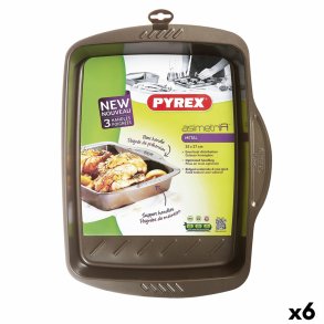 Rektangulr Form Pyrex Asimetria Sort Metal 35 x 27 cm Rektangulr (6 enheder)