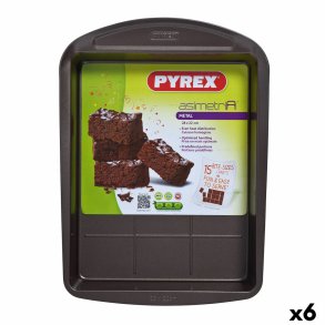 Rektangulr Form Pyrex Asimetria Sort Metal 28 x 22 cm Rektangulr (6 enheder)