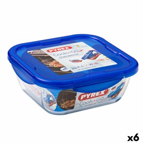 Hermetisk madkasse Pyrex Cook & go 21 x 21 x 9 cm Bl 1,9 L Glas (6 enheder)
