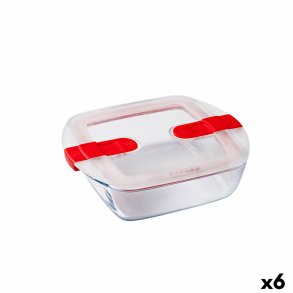 Hermetisk madkasse Pyrex Cook&heat 1 L 20 x 17 x 6 cm Rd Glas (6 enheder)