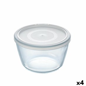 Rund madkasse med lg Pyrex Cook & Freeze 1,1 L 15 x 15 x 10 cm Gennemsigtig Silikone Glas (4 enheder)