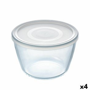 Rund madkasse med lg Pyrex Cook & Freeze 1,6 L 17 x 17 x 12 cm Gennemsigtig Silikone Glas (4 enheder)