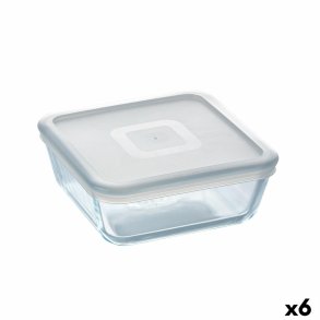 Firkantet madkasse med lg Pyrex Cook&freeze 850 ml 14 x 14 cm Gennemsigtig Glas Silikone (6 enheder)