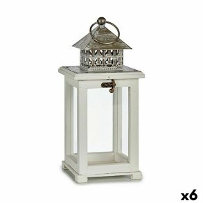 Laantarn Gift Decor 16D461-3 16D461-3 Hvid Slvfarvet Tr Metal Krystal 13 x 29 x 13 cm 13,4 x 29 x 13,4 cm (6 enheder)