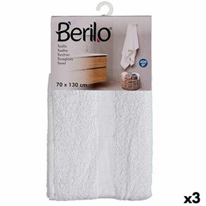 badelagen Berilo 89678 Hvid 80 % bomuld 20 % Polyester 70 x 130 cm (3 enheder)