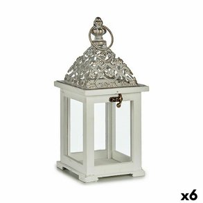 Laantarn Gift Decor 42873-2C-4 42873-2C-4 Hvid Slvfarvet Tr Metal Krystal 13 x 29 x 13 cm (6 enheder)