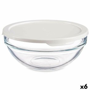 Rund madkasse med lg Pasabahce Chefs Hvid 595 ml 14 x 6,3 x 14 cm (6 enheder)