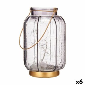 LED-lanterne Gift Decor L1422MSH-S L1422MSH-S Gr Gylden Glas Striber 14 x 22 x 14 cm 13,5 x 22 x 13,5 cm (6 enheder)