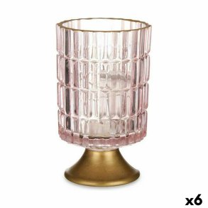 LED-lanterne Gift Decor L1118BMMS-C L1118BMMS-C Pink Gylden Glas 10,7 x 18 x 10,7 cm (6 enheder)