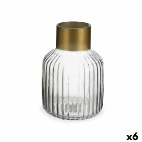 Vase Gift Decor V1522IP-T V1522IP-T Gennemsigtig Gylden Glas 14,5 x 22 x 14,5 cm (6 enheder)