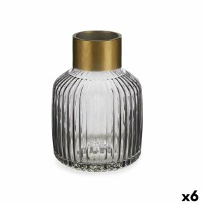 Vase Gift Decor V1522IP-S V1522IP-S Gr Gylden Glas Striber 14,5 x 22 x 14,5 cm (6 enheder)