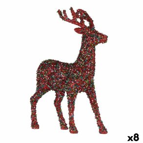 Dekorativ figur Julerensdyr Skinne Multifarvet Plastik 15 x 45 x 30 cm (8 enheder)