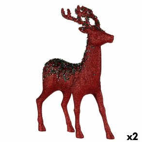 Dekorativ figur Julerensdyr Rd Plastik 15 x 45 x 30 cm (2 enheder)