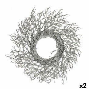 Adventskrans Gren Slvfarvet Plastik 50 x 10 x 50 cm (2 enheder)