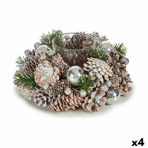 Julelys Holder Hvid Gennemsigtig Slvfarvet Glas Plastik 19 x 9 x 19 cm (4 enheder)