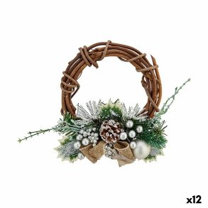 Adventskrans Krist+ FG35LC28219411 Grn Slvfarvet Tr Plastik 22 x 8 x 22 cm (12 enheder)