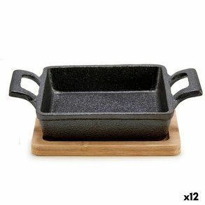 Kasserolle til servering af tapas Kinvara 1277SJ4810 Brun Sort Bambus Jern 19 x 5 x 14 cm (12 enheder)