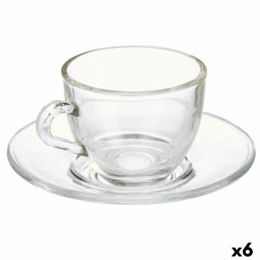 Kop og tallerken Vivalto S12212/BHA Gennemsigtig Glas 85 ml (6 enheder)