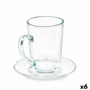 Kop og tallerken Vivalto 41089 Gennemsigtig Glas 200 ml (6 enheder)