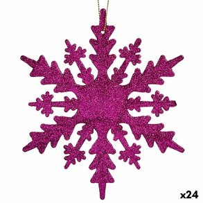 Julepynt Snefnug Fuchsia Plastik Skinne 15 x 15 x 0,2 cm (24 enheder)