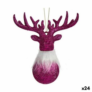 Julepynt Rensdyr Fuchsia Plastik Skinne 13,5 x 15,5 x 7 cm (24 enheder)