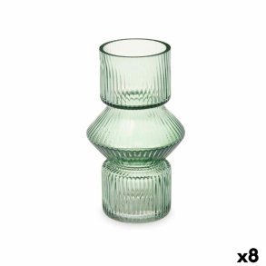 Vase Gift Decor VGSY1016S-GRE VGSY1016S-GRE Grn Krystal Striber 9,5 x 16,5 x 9,5 cm 10,5 x 17,5 x 10,5 cm (8 enheder)