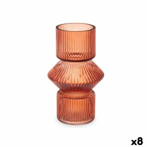 Vase Gift Decor VGSY1016S VGSY1016S Orange Flise Krystal Striber 9,5 x 16,5 x 9,5 cm 10,5 x 17,5 x 10,5 cm (8 enheder)