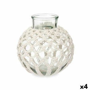 Vase Gift Decor 75095 75095 Hvid Gennemsigtig Klde Glas Makram 25 x 26,5 x 25 cm (4 enheder)
