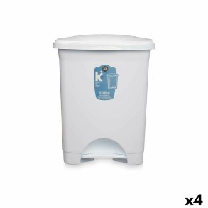 Papirkurv med pedal Hvid Plastik 30 L (4 enheder)