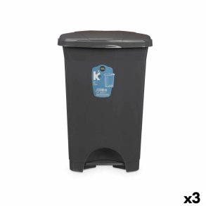 Papirkurv med pedal Antracit Plastik 50 L (3 enheder)