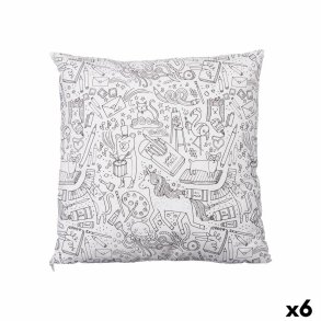 Pude Pincello PILLOW Hvid Sort 43 x 13 x 43 cm Til maling (6 enheder)