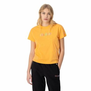 Kortrmet T-shirt til Kvinder Champion Crewneck Croptop Gul