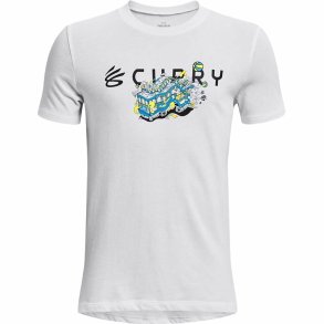 Kort�rmet T-shirt til B�rn Under Armour Curry Trolly Hvid
