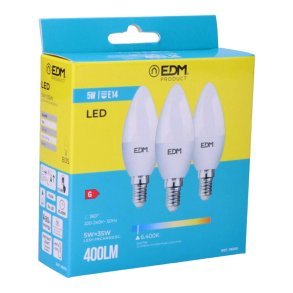 Pakke med 3 LED-lamper EDM 98205 G 35 W 5 W 50 W E14 400 lm  3,6 x 10 cm (6400 K)