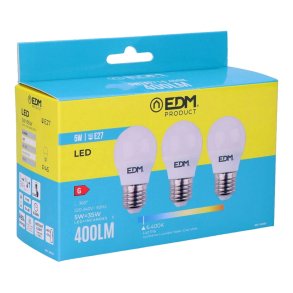 Pakke med 3 LED-lamper EDM 98203 G 35 W 5 W 50 W E27 400 lm � 4,5 x 8 cm (6400 K)