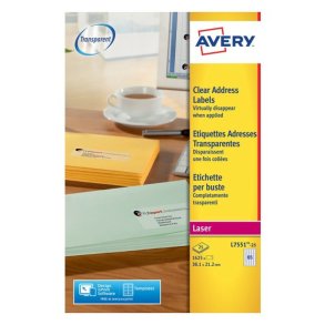 Selvklbende etiketter Avery Gennemsigtig 210 x 297 mm 38,1 x 21,2 mm